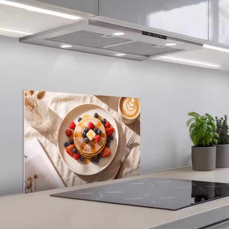 Spatscherm keuken - Pannenkoeken - Bessen - Ontbijt - Modern - Beige — 5