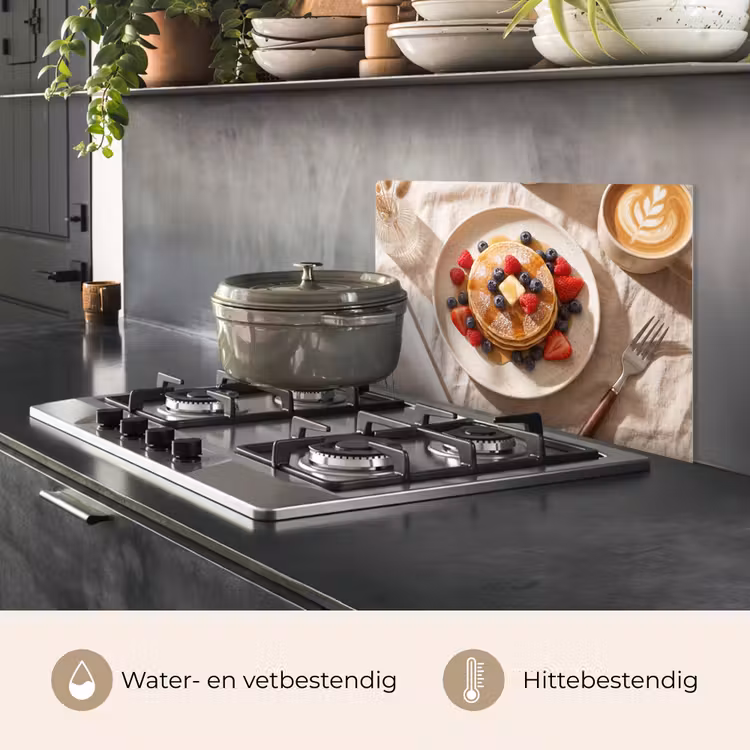 Spatscherm keuken - Pannenkoeken - Bessen - Ontbijt - Modern - Beige — 7