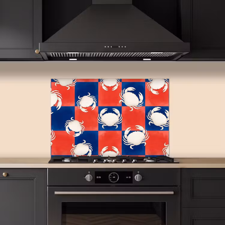 Spatscherm keuken - Patroon - Zeeleven - Rood - Blauw - Abstract — 2