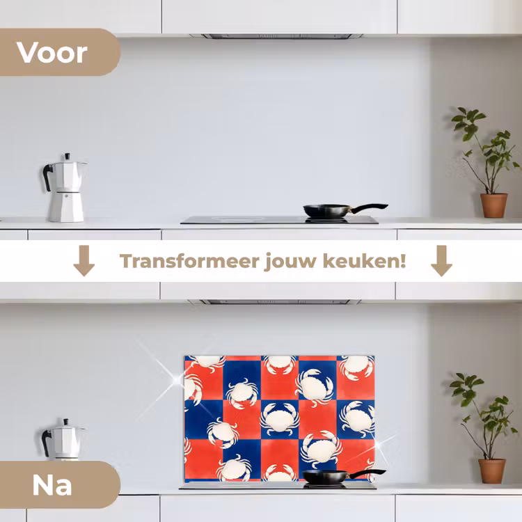 Spatscherm keuken - Patroon - Zeeleven - Rood - Blauw - Abstract — 3