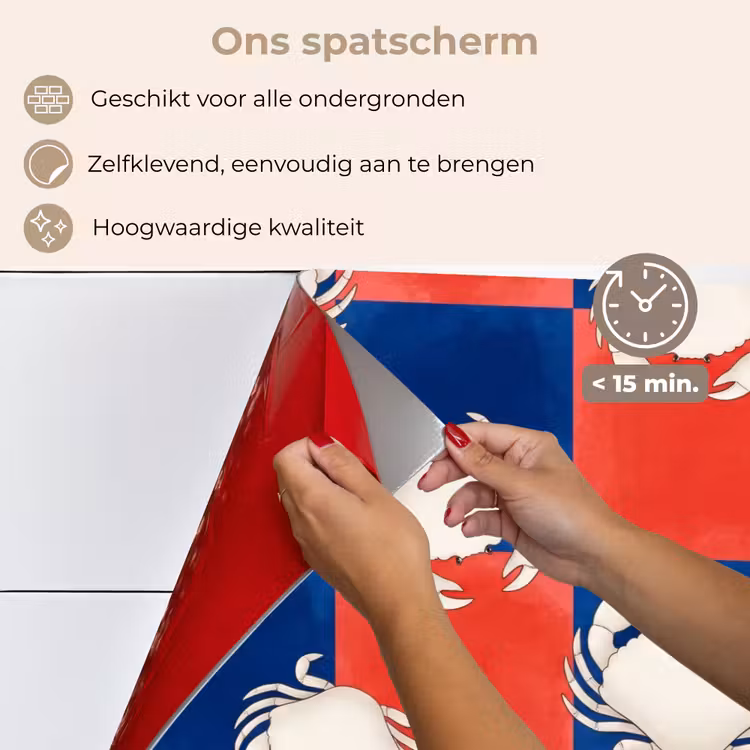 Spatscherm keuken - Patroon - Zeeleven - Rood - Blauw - Abstract — 4