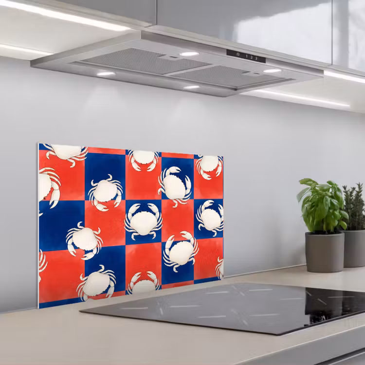 Spatscherm keuken - Patroon - Zeeleven - Rood - Blauw - Abstract — 5