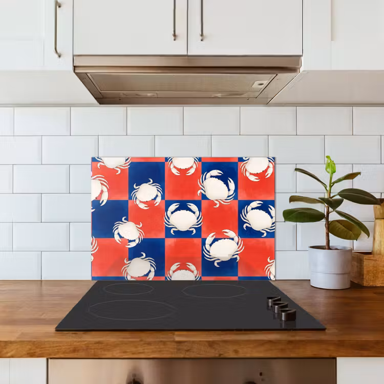 Spatscherm keuken - Patroon - Zeeleven - Rood - Blauw - Abstract — 6