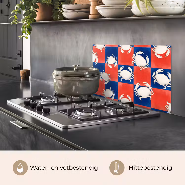 Spatscherm keuken - Patroon - Zeeleven - Rood - Blauw - Abstract — 7
