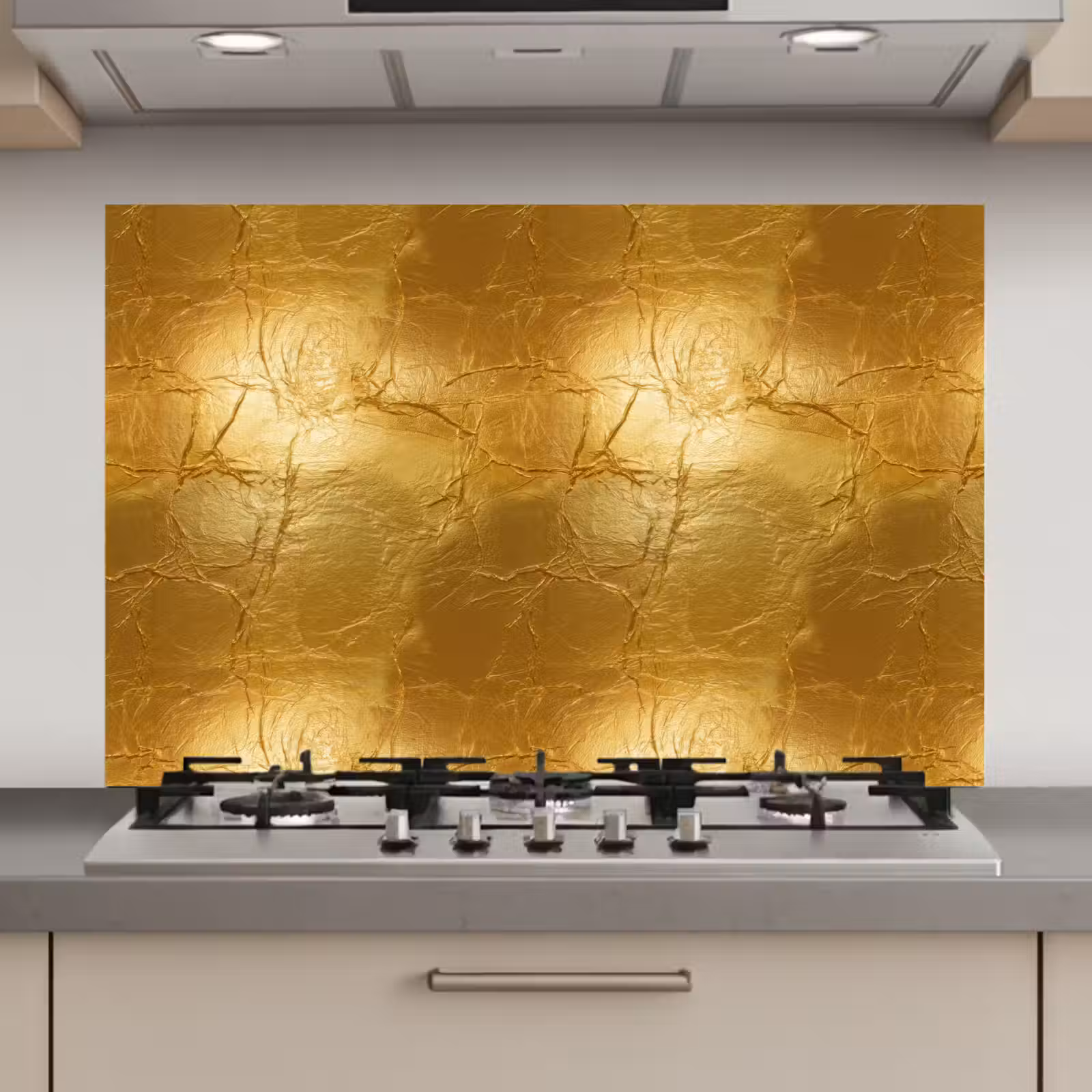 Spatscherm keuken - Bladgoud - Vintage - Textuur - Warm Goud — 1