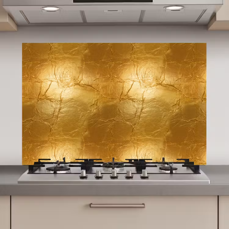 Spatscherm keuken - Bladgoud - Vintage - Textuur - Warm Goud — 1