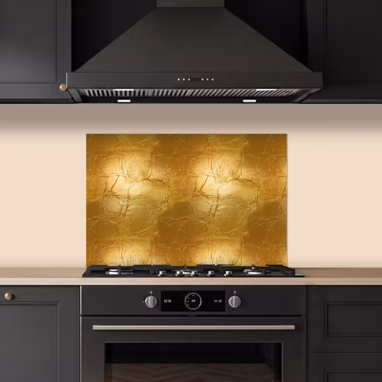 Spatscherm keuken - Bladgoud - Vintage - Textuur - Warm Goud — 2