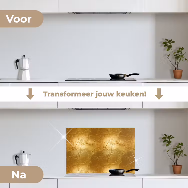 Spatscherm keuken - Bladgoud - Vintage - Textuur - Warm Goud — 3