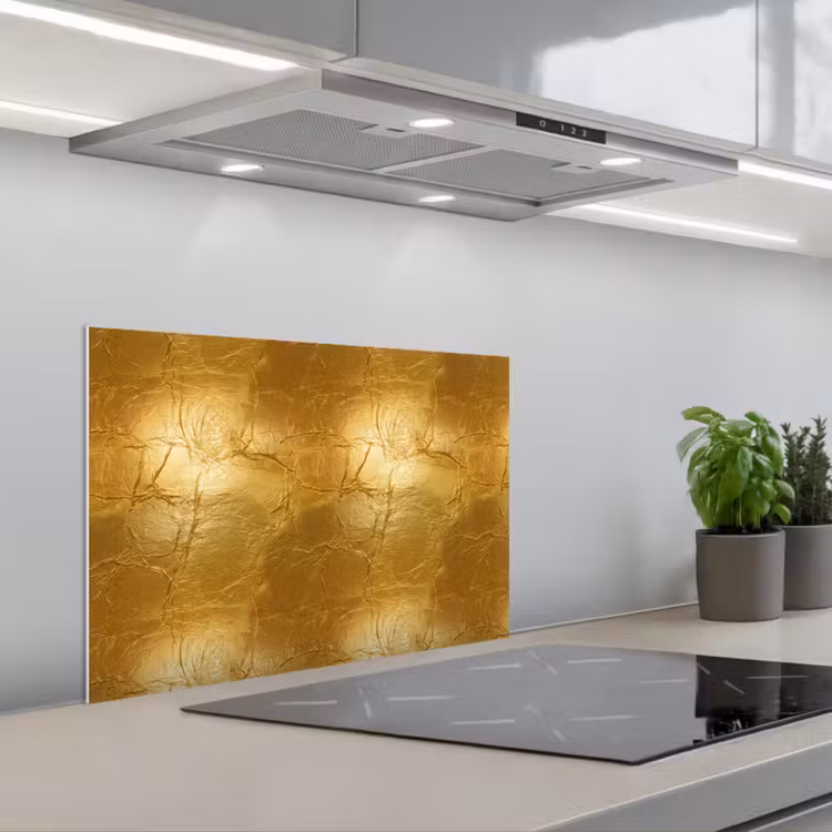 Spatscherm keuken - Bladgoud - Vintage - Textuur - Warm Goud — 5