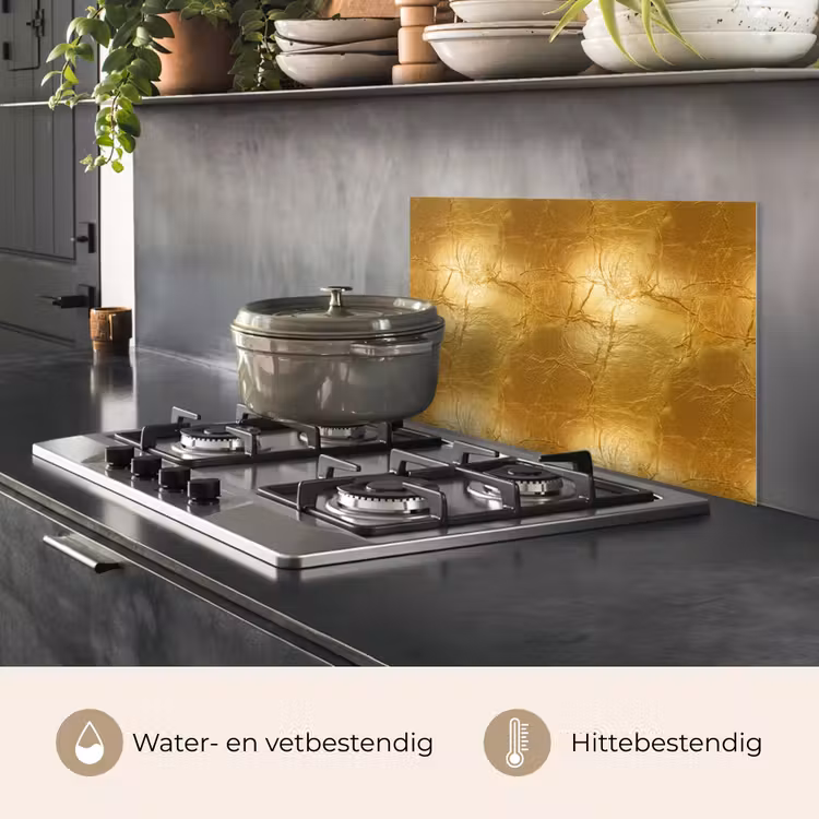 Spatscherm keuken - Bladgoud - Vintage - Textuur - Warm Goud — 7