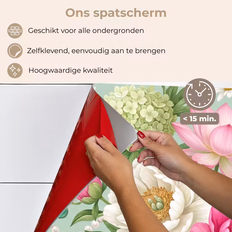 Spatscherm keuken - Bloemen - Patroon - Botanisch - Groen — 4