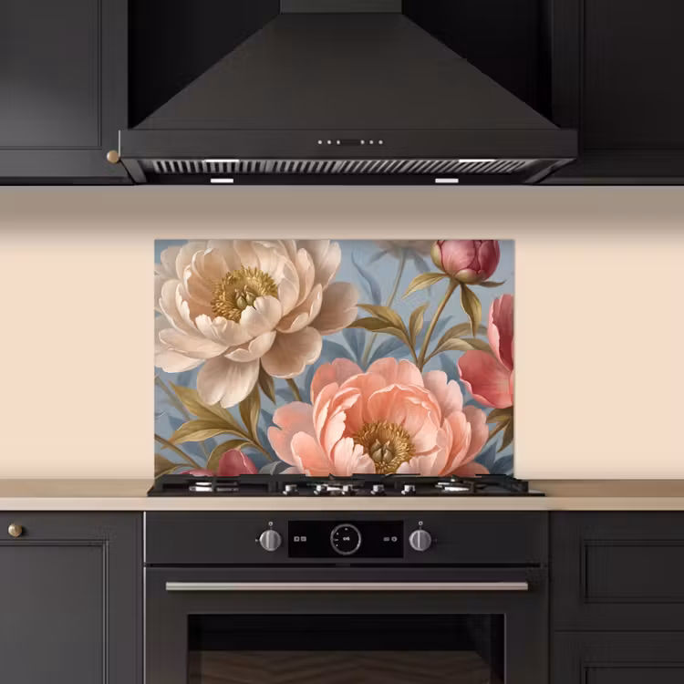 Spatscherm keuken - Bloemen - Roze - Beige - Modern - Natuur — 2