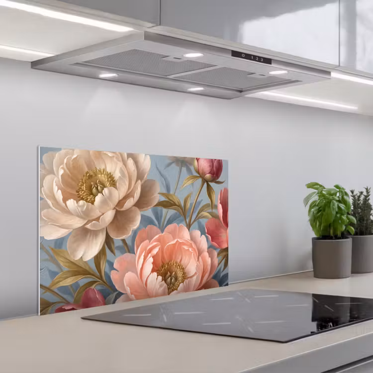 Spatscherm keuken - Bloemen - Roze - Beige - Modern - Natuur — 5