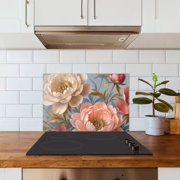 Spatscherm keuken - Bloemen - Roze - Beige - Modern - Natuur — 6
