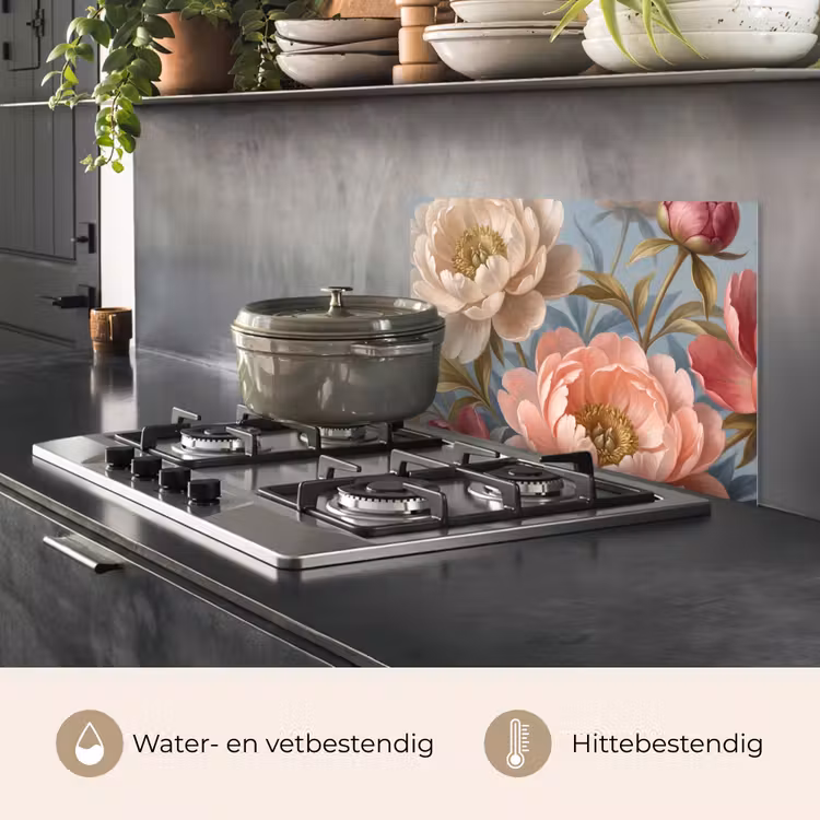 Spatscherm keuken - Bloemen - Roze - Beige - Modern - Natuur — 7