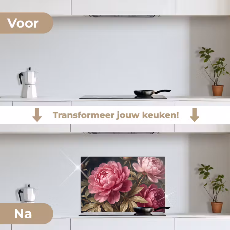 Spatscherm keuken - Bloemen - Roze - Klassiek - Natuur — 3