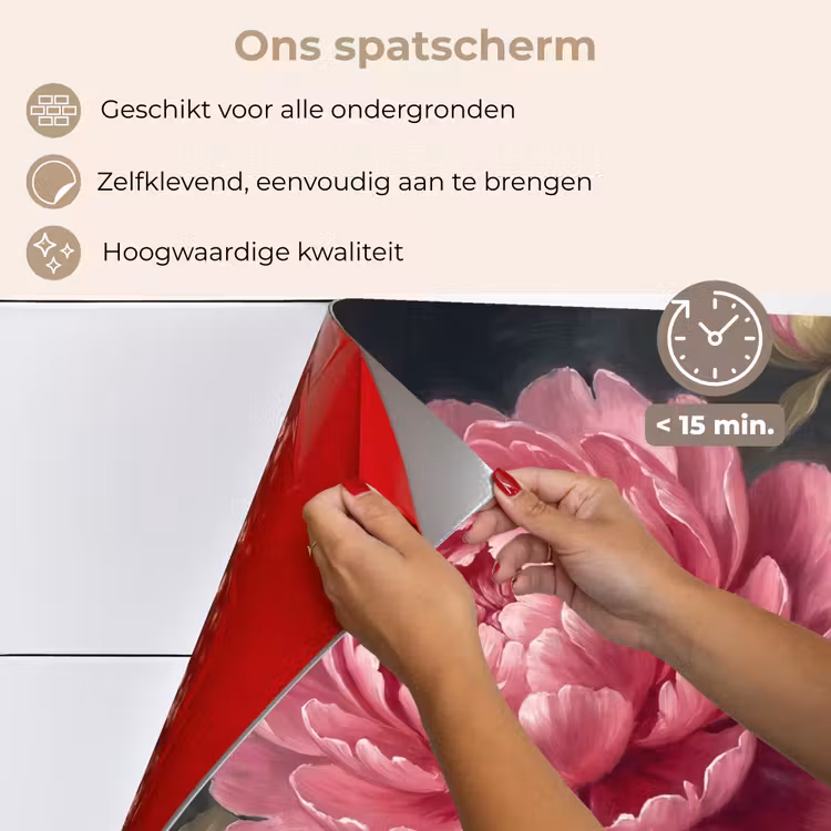 Spatscherm keuken - Bloemen - Roze - Klassiek - Natuur — 4
