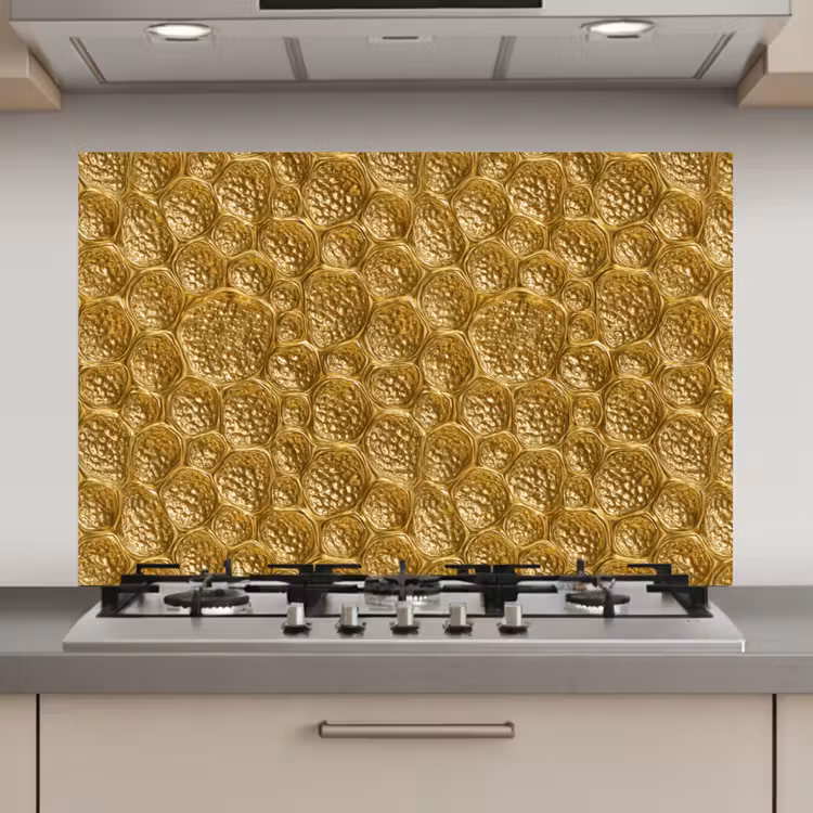 Spatscherm keuken - Gehamerd - Mozaïek - Antiek - Goud — 1
