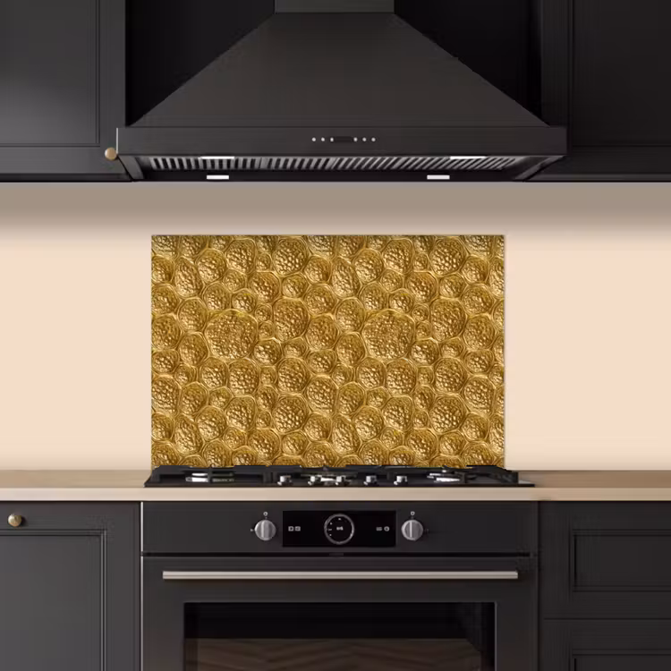 Spatscherm keuken - Gehamerd - Mozaïek - Antiek - Goud — 2
