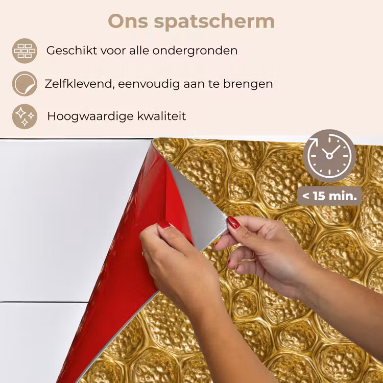 Spatscherm keuken - Gehamerd - Mozaïek - Antiek - Goud — 4
