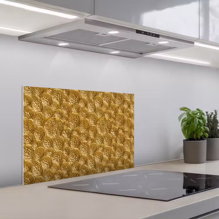 Spatscherm keuken - Gehamerd - Mozaïek - Antiek - Goud — 5