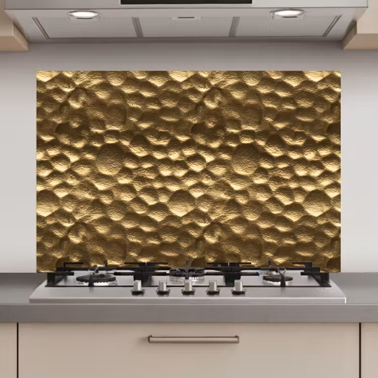 Spatscherm keuken - Gehamerd - Reliëf - Textuur - Bronsgoud — 1