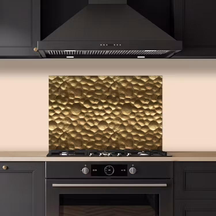 Spatscherm keuken - Gehamerd - Reliëf - Textuur - Bronsgoud — 2