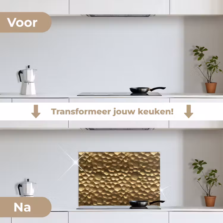 Spatscherm keuken - Gehamerd - Reliëf - Textuur - Bronsgoud — 3