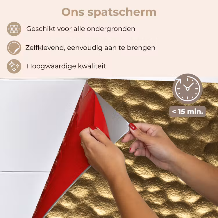 Spatscherm keuken - Gehamerd - Reliëf - Textuur - Bronsgoud — 4