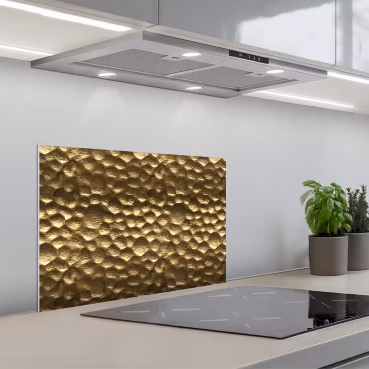 Spatscherm keuken - Gehamerd - Reliëf - Textuur - Bronsgoud — 5