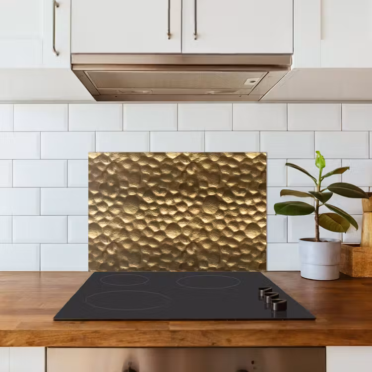 Spatscherm keuken - Gehamerd - Reliëf - Textuur - Bronsgoud — 6