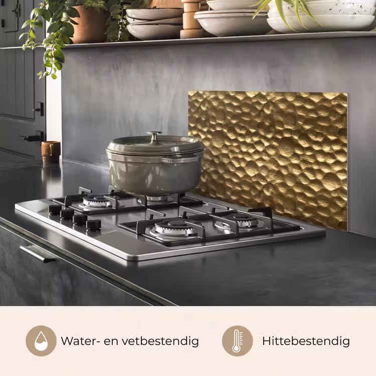 Spatscherm keuken - Gehamerd - Reliëf - Textuur - Bronsgoud — 7