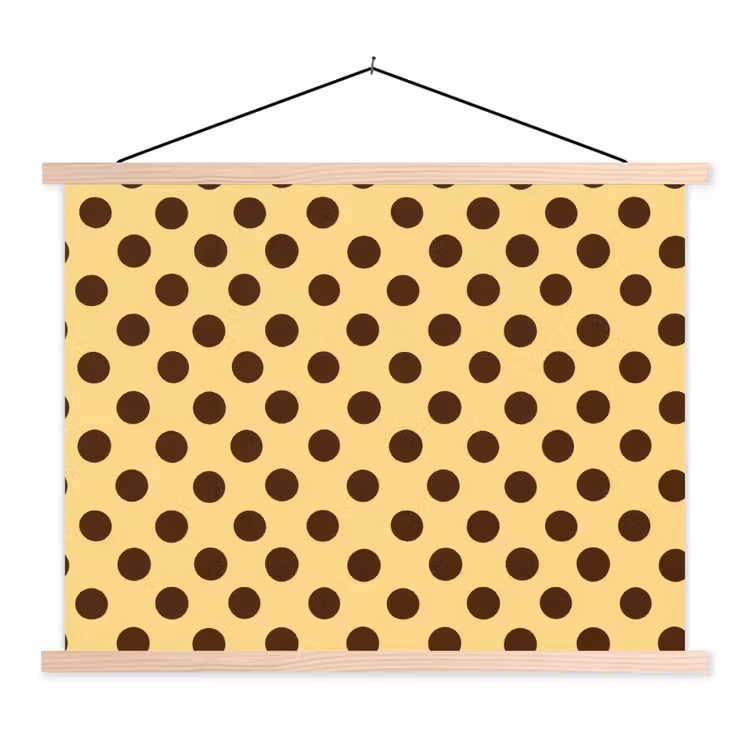 Schoolplaat - Polka Dot - Stippen - Retro - Geel - Bruin — 1