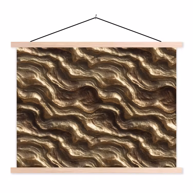 Schoolplaat - Reliëf - Golven - Abstract - Bronsgoud — 1