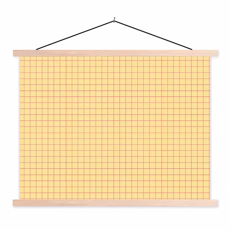 Schoolplaat - Ruitjes - Grid - Minimalistisch - Geel - Roze — 1