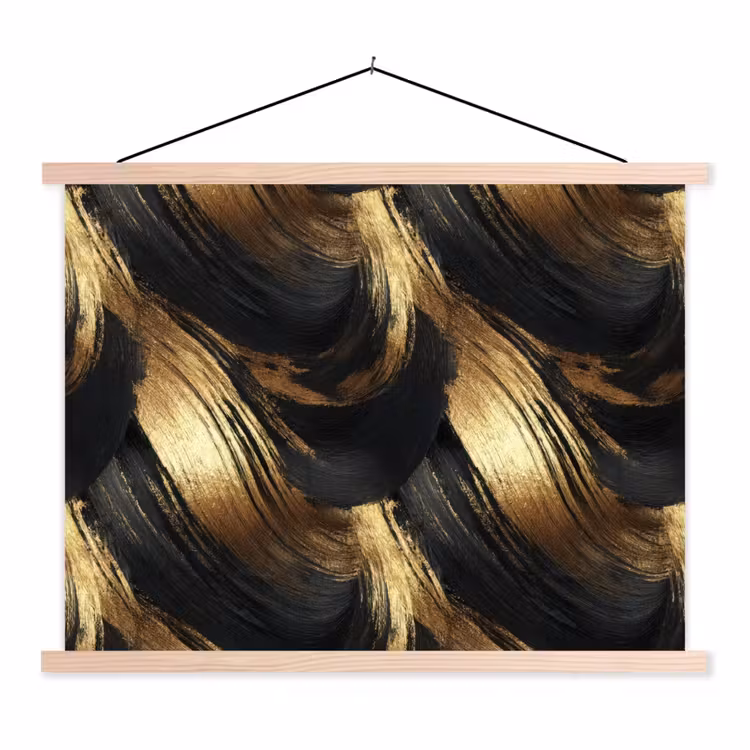 Schoolplaat - Verfstreken - Abstract - Goud - Zwart — 1