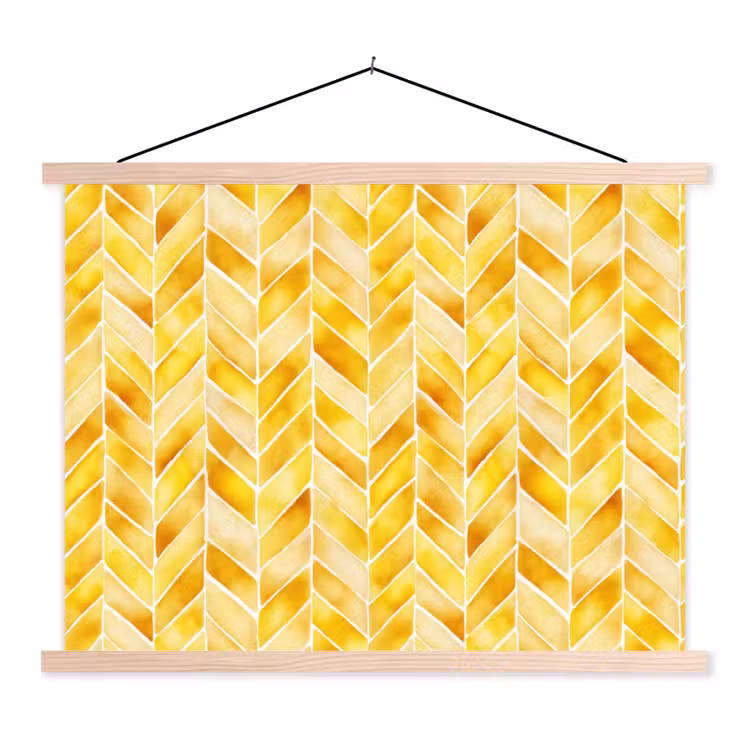 Schoolplaat - Visgraat - Aquarel - Patronen - Goudgeel — 1
