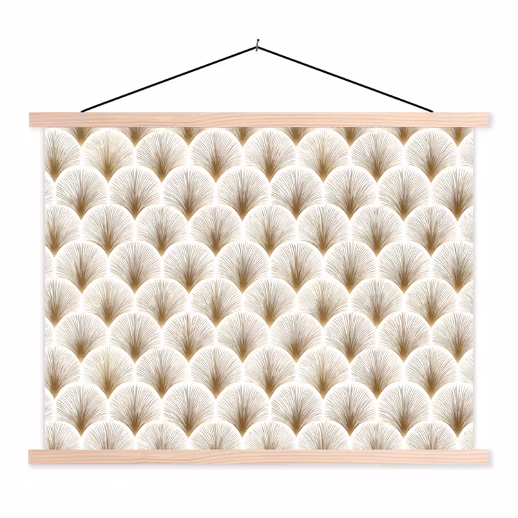 Schoolplaat - Waaiers - Art Deco - Elegant - Goud - Wit — 1