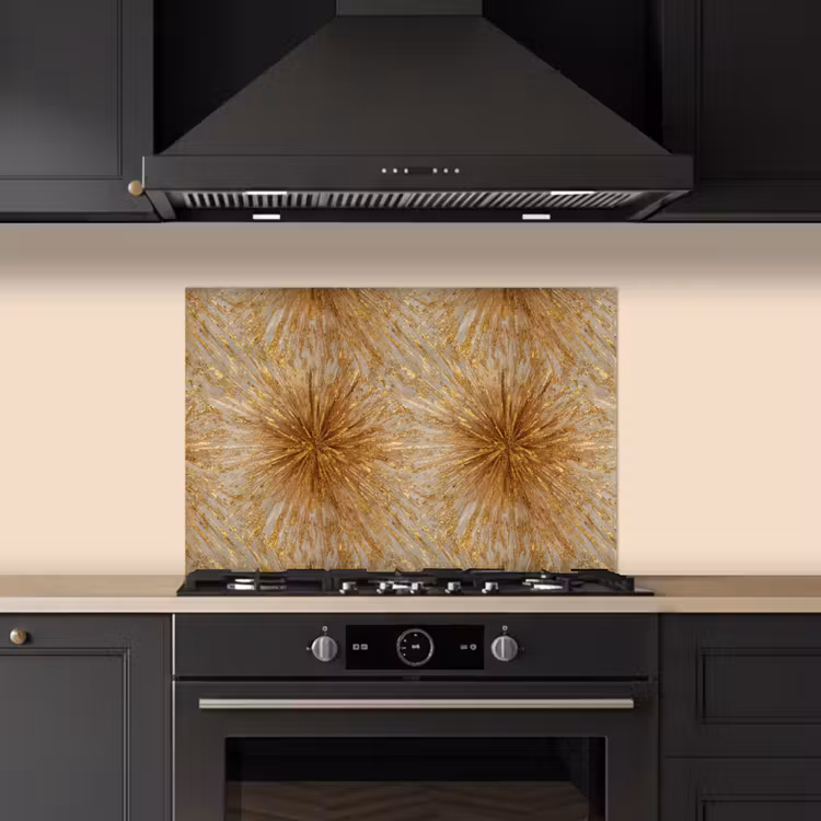 Spatscherm keuken - Explosie - Abstract - Goud - Wit — 2