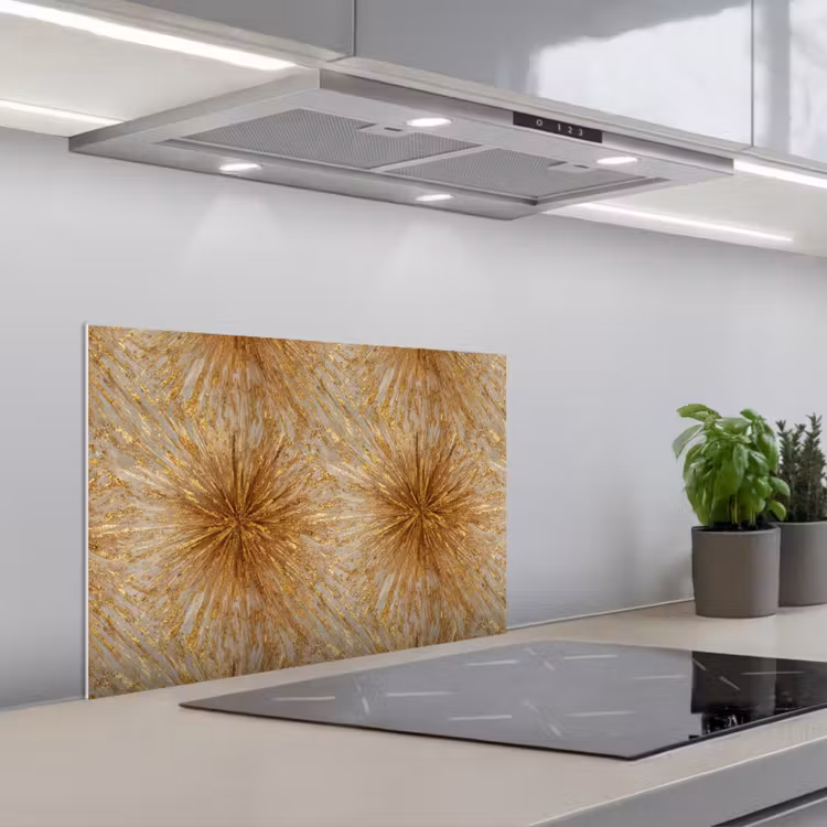 Spatscherm keuken - Explosie - Abstract - Goud - Wit — 5