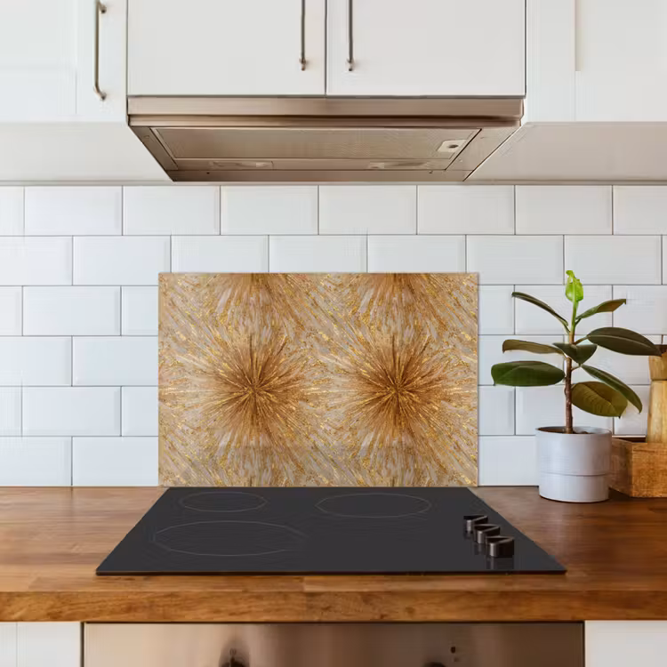 Spatscherm keuken - Explosie - Abstract - Goud - Wit — 6