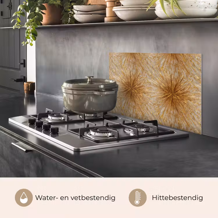 Spatscherm keuken - Explosie - Abstract - Goud - Wit — 7