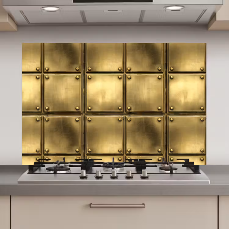Spatscherm keuken - Platen - Industrieel - Stoer - Goud — 1