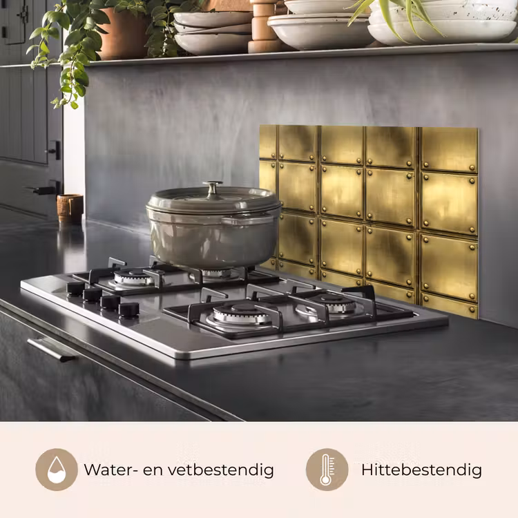 Spatscherm keuken - Platen - Industrieel - Stoer - Goud — 7