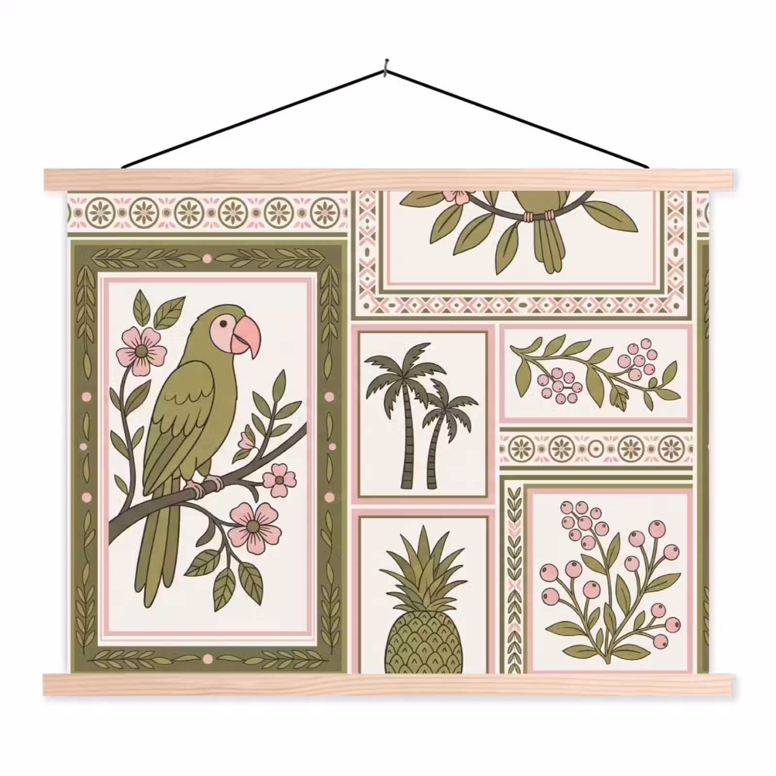 Schoolplaat - Vogel - Tropisch - Patroon - Decoratief - Groen — 1