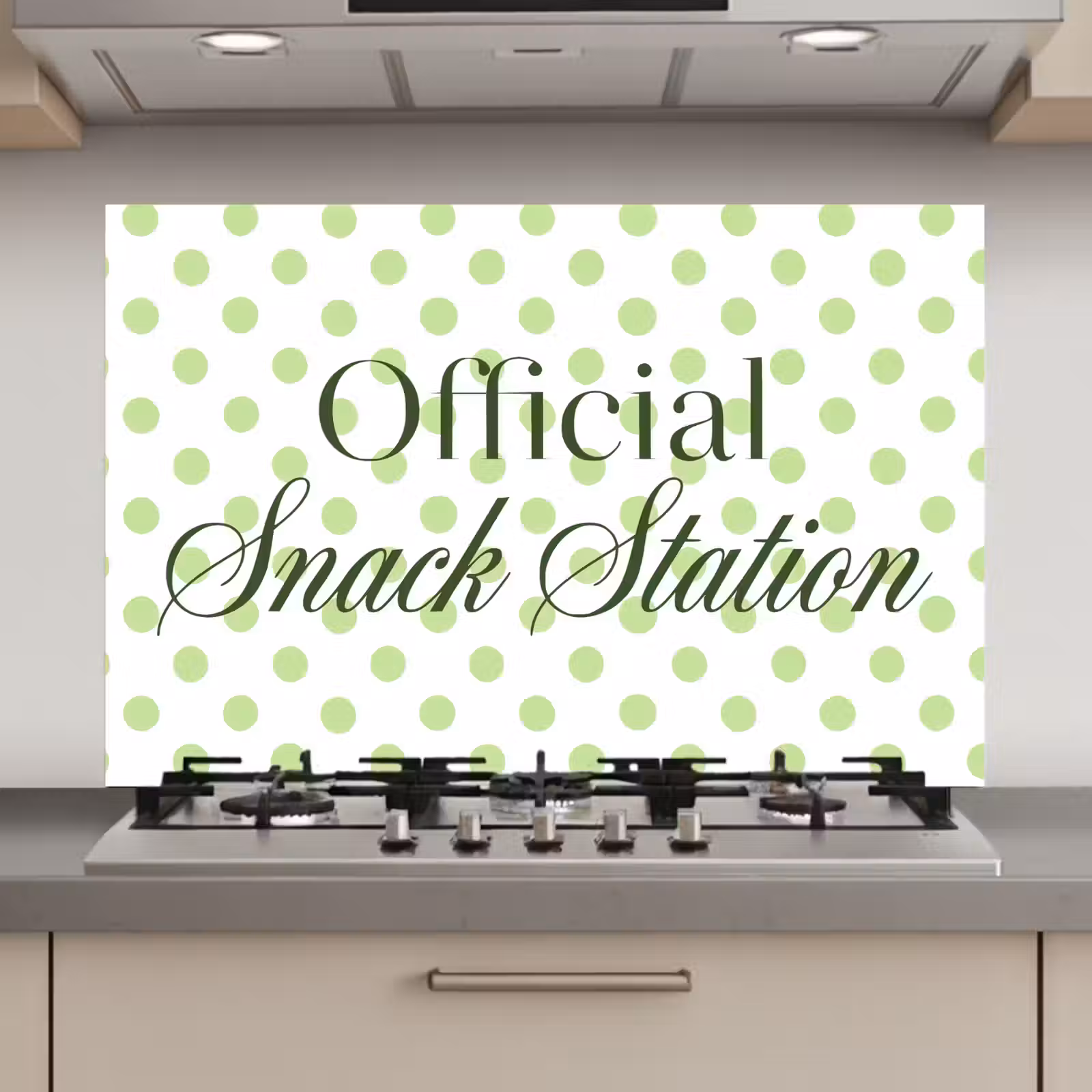 Spatscherm keuken - Snack Station - Groen - Stippen — 1