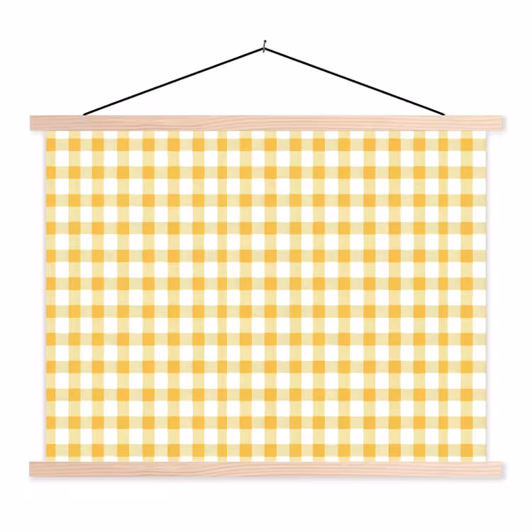 Schoolplaat - Ruit - Gingham - Klassiek - Geel en Wit — 1