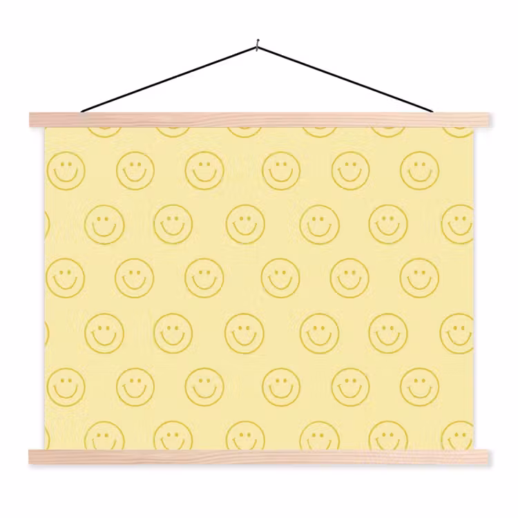 Schoolplaat - Smileys - Patroon - Retro - Zachtgeel — 1