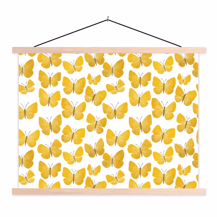 Schoolplaat - Vlinders - Botanisch - Illustratie - Geel - Wit — 1