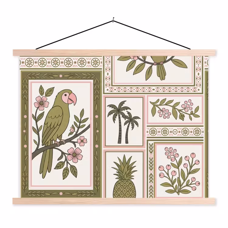 Schoolplaat - Vogel - Tropisch - Patroon - Decoratief - Groen — 1
